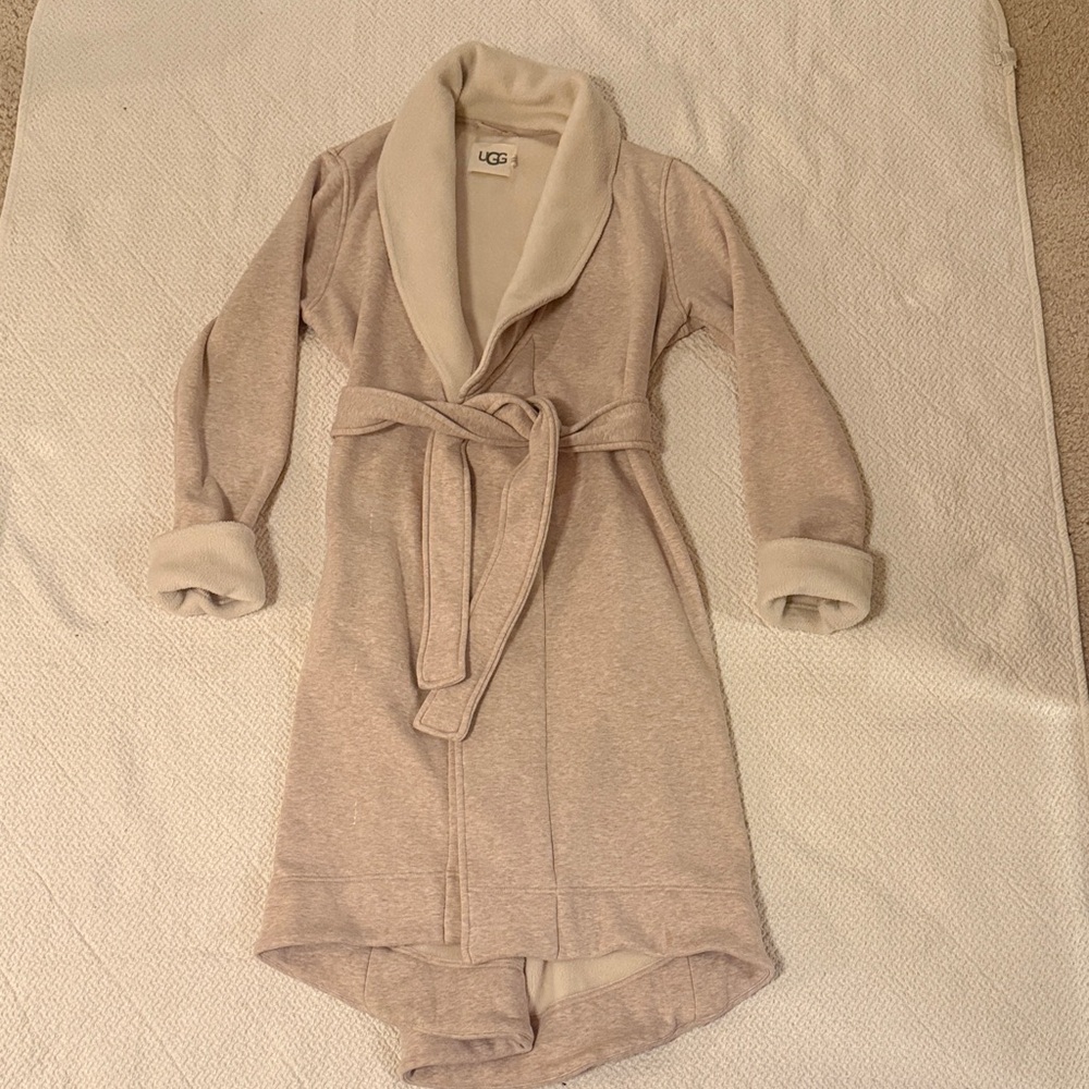 UGG Women’s Robe – Beige/Cream – Size S – Good Condition – Cozy Fleece Lined